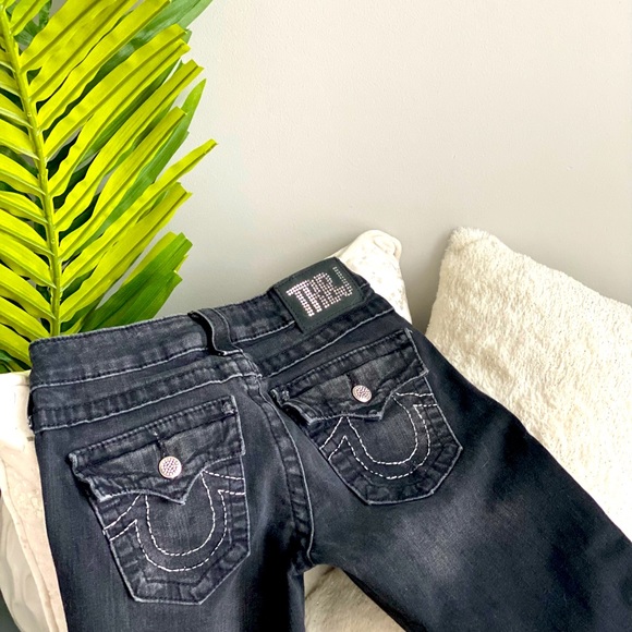 True Religion Black Stone Wash with Crystal Details - Picture 3 of 7